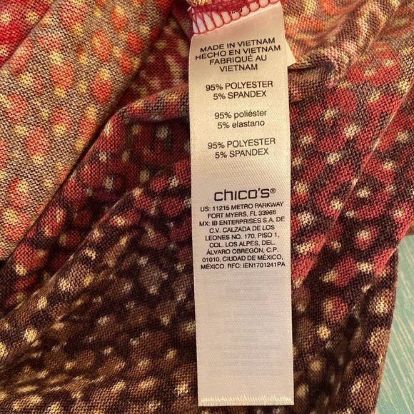 Chico’s CoziSoft Ombré Mix Dolman Knit Tee Animal Red Orange Brown Sz 1 US M - Picture 7 of 8